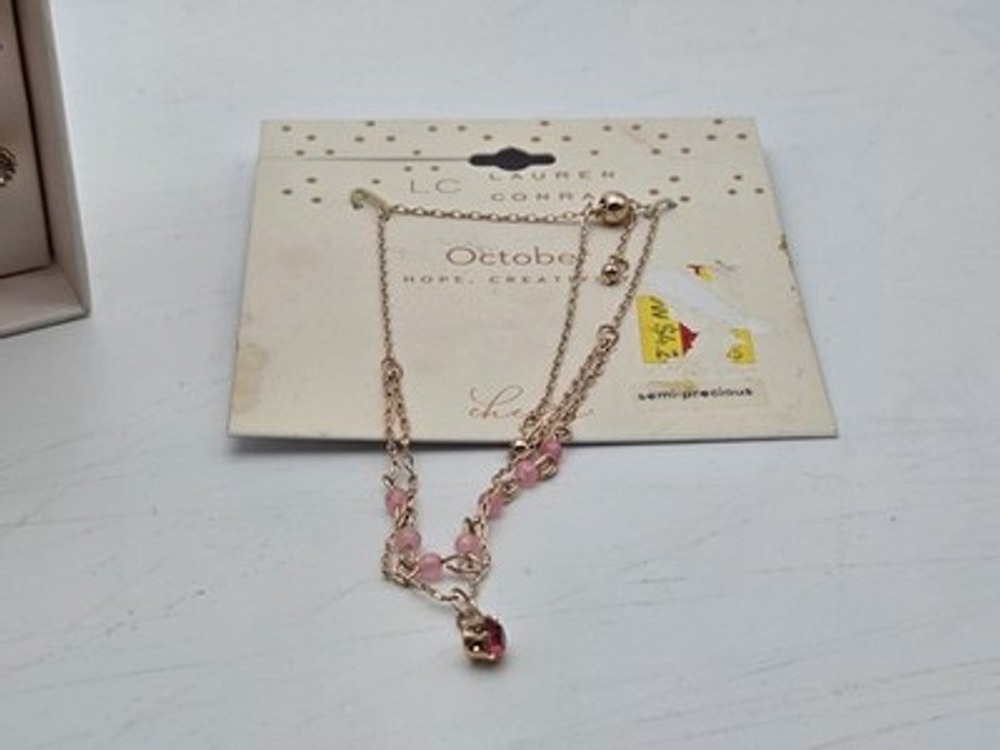 LC Lauren Conrad Stud Earings Set 12 Pairs Plus Pink Necklace Gold Tone Kohls... - Picture 4 of 4
